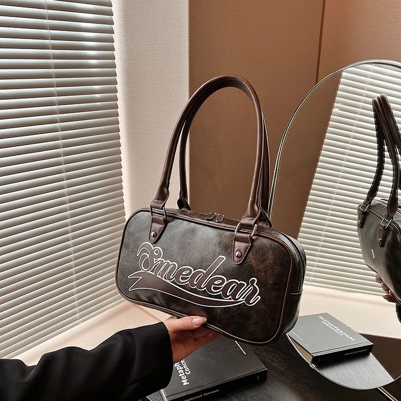 

Винтажная американская спортивная сумка 2025 года, женская большая вместительная сумка через плечо для колледжа, модный рюкзак унисекс