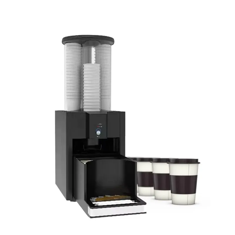 Manual/scan code/infrared sensor Commercial desktop disposable cup dispenser Coffee cup dispenser with chest of drawers