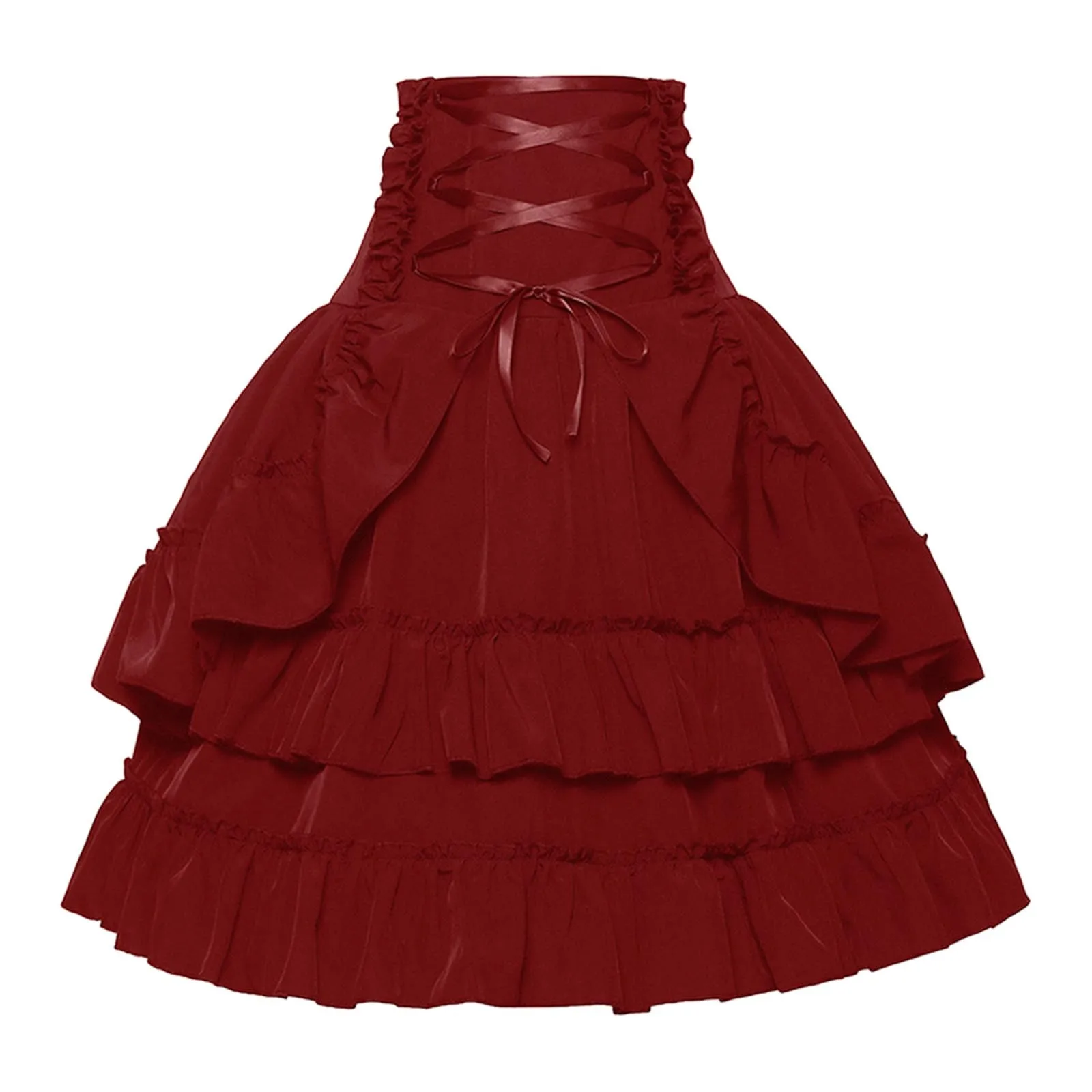 Halloween Costumes For Women 2024 New Red/Black High Waist Pleated Gothic Vintage Skirt Fashion Tunic Waist Lolita Skirts