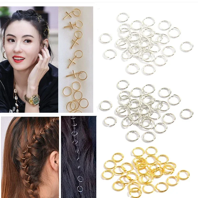 50Pcs Mix kolorów warkoczy do włosów Dreadlock Beads Pierścienie do włosów Akcesoria do otwierania obręczy Koło 14-18mm Pierścienie do włosów z otworem wewnętrznym