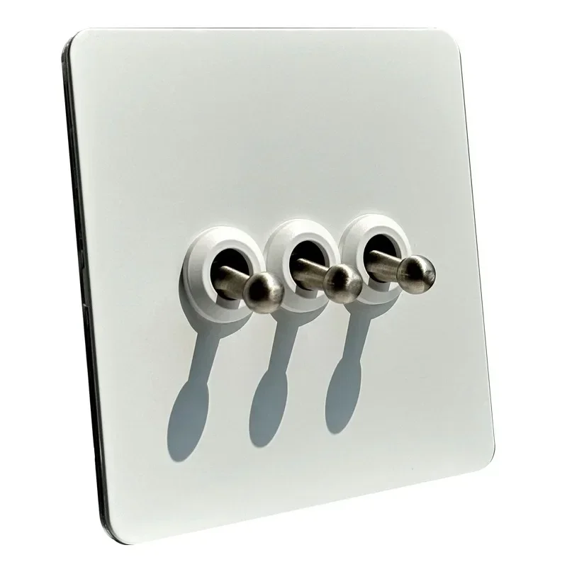 Matte White Stainless Steel Panel Wall Light Toggle Switch Silver Lever FR EU Electrical Socket USB TypeC Outlet