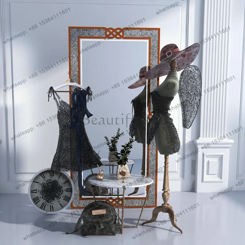 Zj. Non-deforming winter wood vanity mirror mirror wall-mounted special-shaped three-dimensional medieval waves