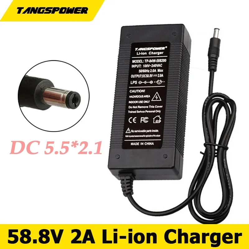 

58.8V 2A Lithium Battery Charger For 14S 52V Li-ion Battery Pack Charger Fast Charger DC 5.5MM*2.1MMConnector High Quality