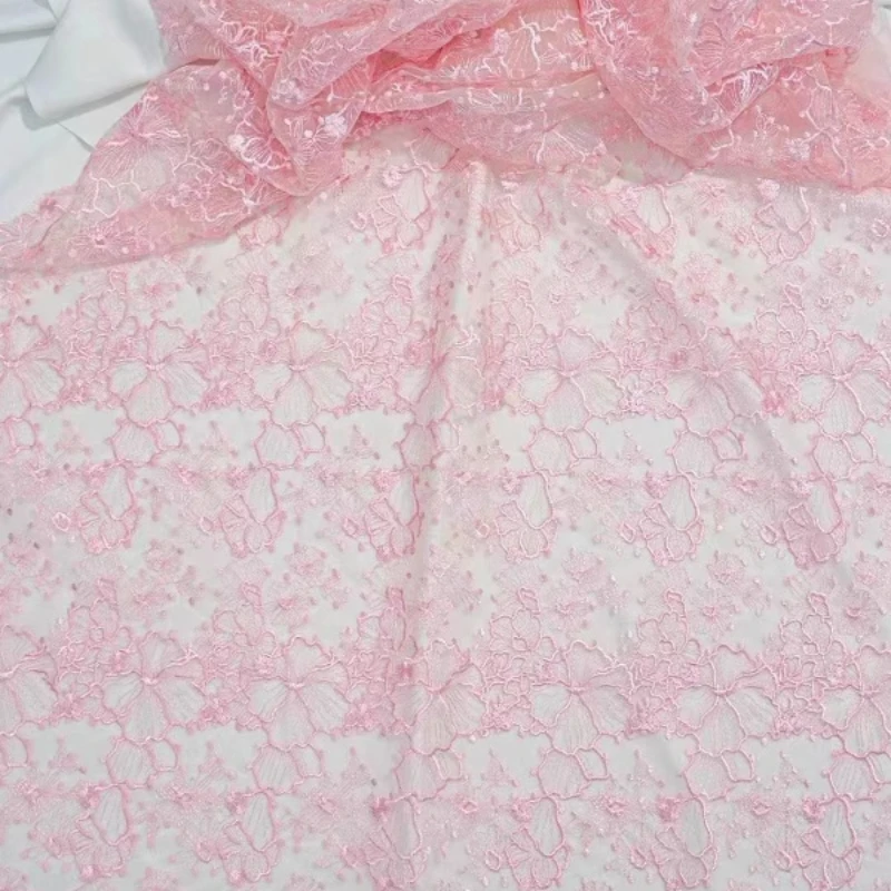 Mesh Gauze Beautiful Flower Style Creative Embroidery Dress Wedding Dress Background Designer Fabric By The Yard
