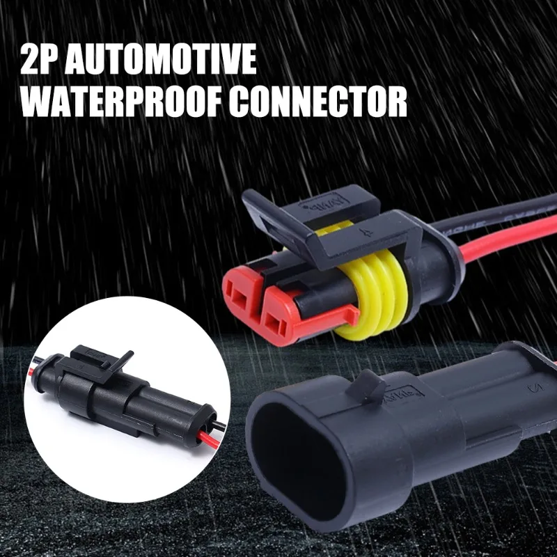 2 Pin Way Plug Waterproof Automotive Car Wire Electrical Connectors Plug with Wire for Car Motorcycle Scooter Marine 2/10pcs