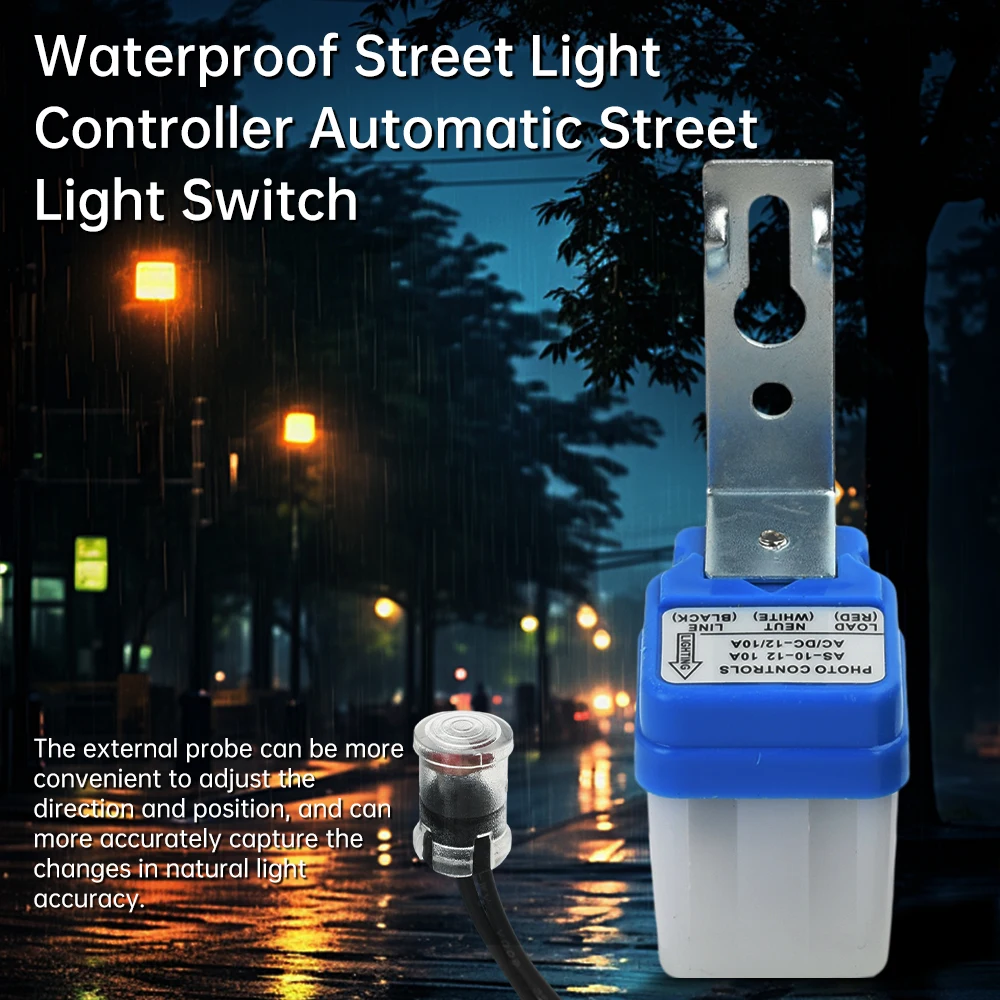 AS-10 Automatischer Ein/Aus-Fotozellenschalter für Straßenbeleuchtung 10A 12V 24V 110V 220V 50-60HZ Wasserdichter Lichtsteuerungssensor-Schalter