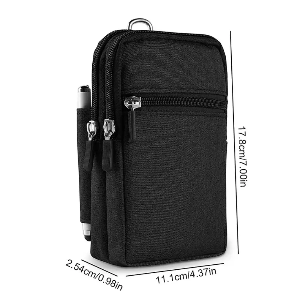 キャリングケース アウトドア用スマホポーチ ペンホルダー付き 3層構造 携帯電話ケース ナイロンジッパー付き ウエストポーチ