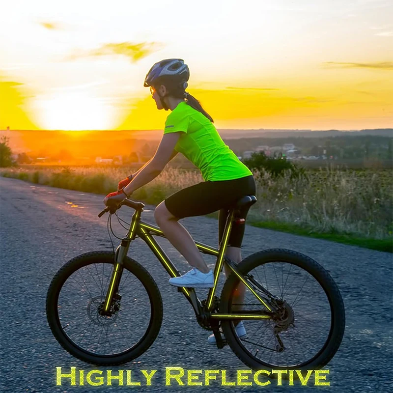 Roadstar 1cmx8m Fluorescent Yellow Reflective Sticker Warning Tape for Bike Bicycle Car - High Visibility Reflector Tape
