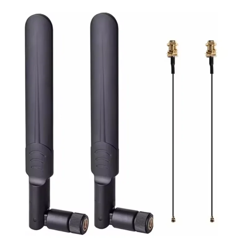 2 x 8 dBi WLAN-Antenne 2,4 GHz 5,8 GHz Dualband-RP-SMA-Stecker + 2 x 20 cm I-P-E-X-1 auf RP-SMA-Buchse Pigtail-Kabel für WLAN-Router