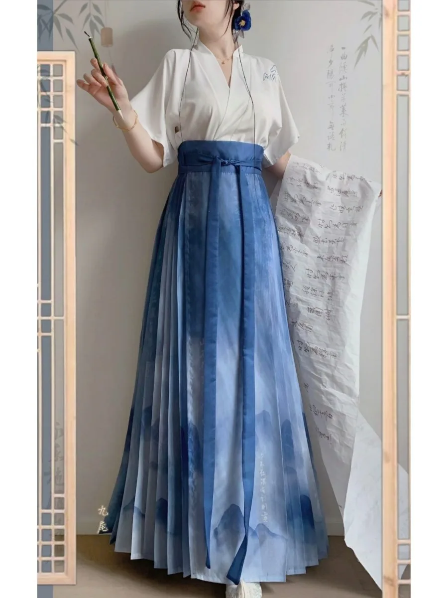 ensemble-jupe-mamian-et-haut-a-manches-courtes-de-style-ming-original-pour-femmes-tenue-chinoise-decontractee-d'ete-legere