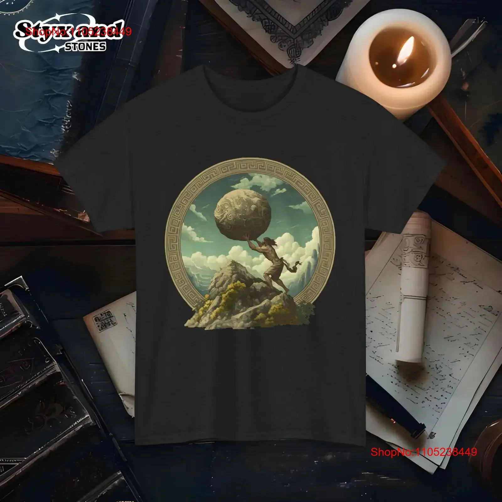 Sisyphus Pushing Boulder T Shirt Greek Mythology Myth of Camus Plato Prometheus Fantasy Art Stranger Ancient Whimsical Apparel
