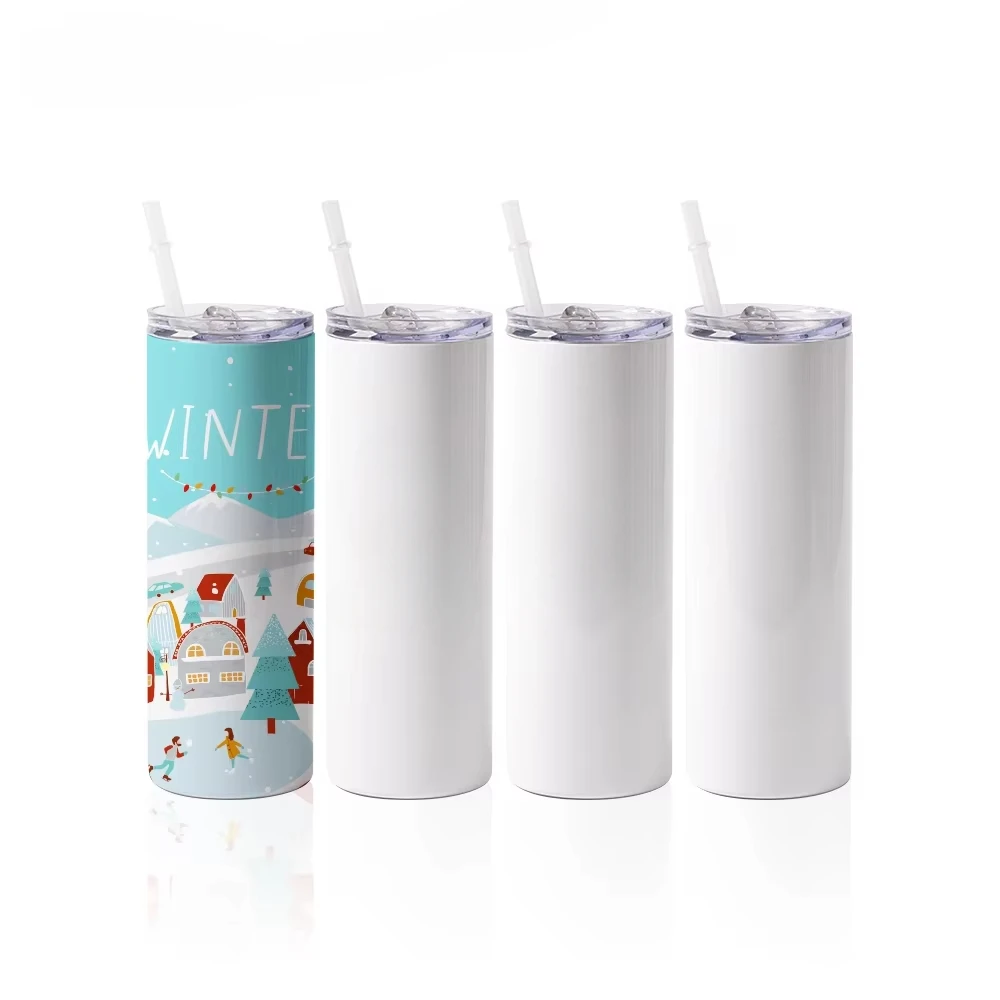 Stainless Steel White Tumbler 20 oz Straight Skinny Sublimation Blanks Skinny Tumbler