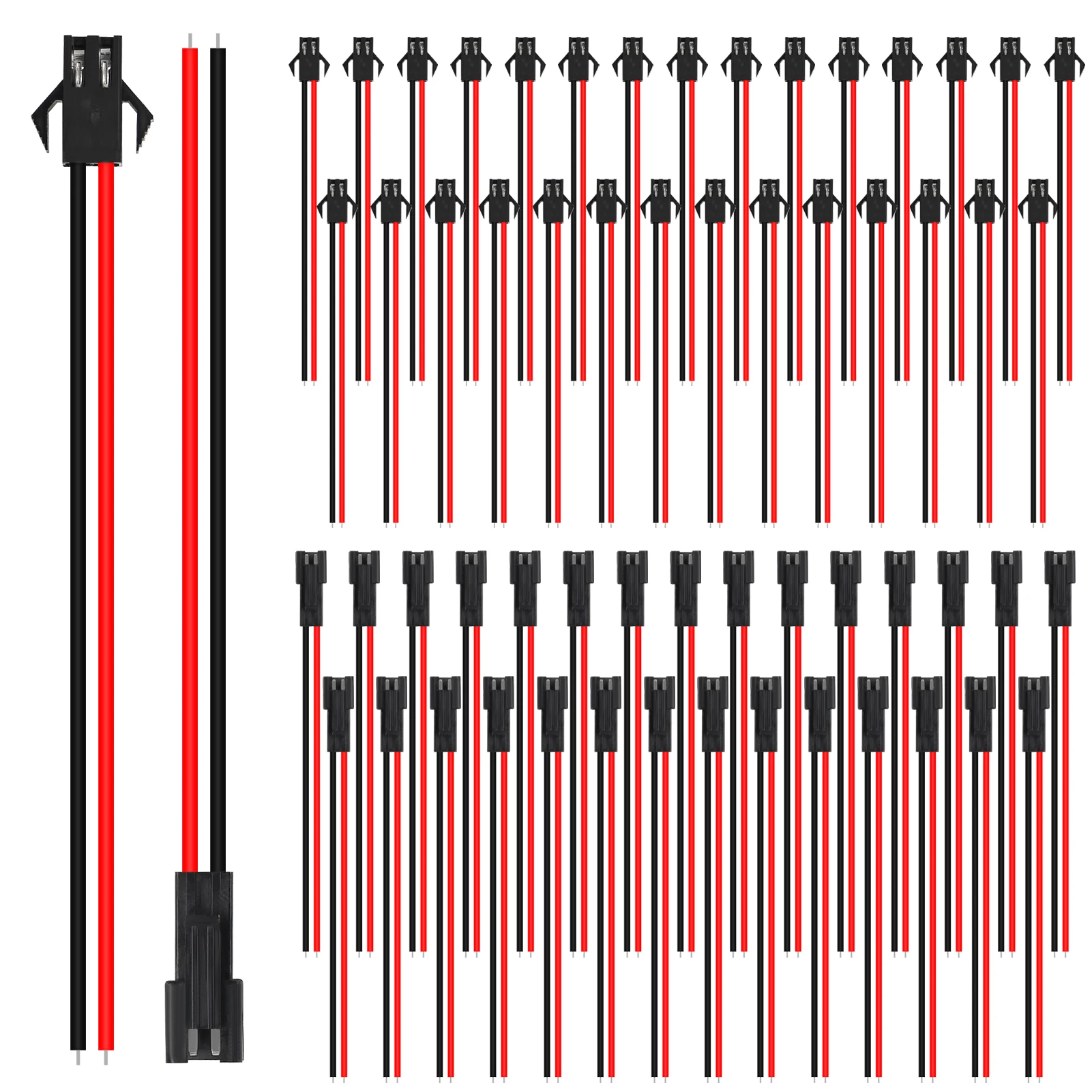 10Pairs 15cm JST SM 2Pins Plug Male to Female Wire Connector 20AWG Terminal Connector Cable for LED Light image 3
