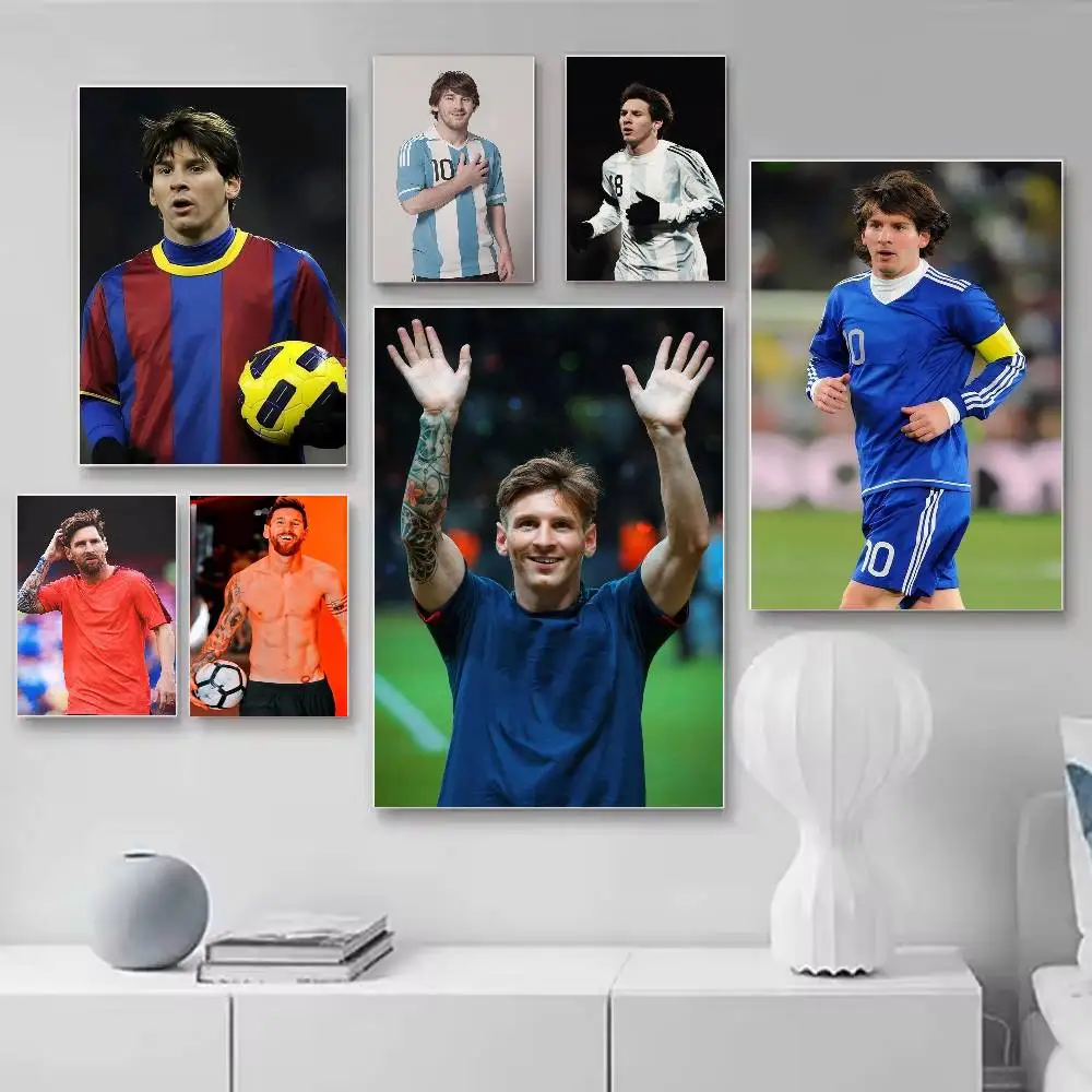 

L-Lionel M-Messi Football Star Poster HD Quality Wall Art Retro Posters For Home Room Wall Decor Self Adhesive