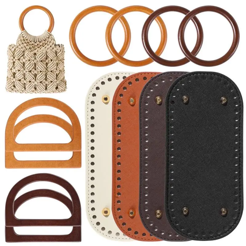

ABRE-Wooden Bag Handles(12 PCS), Handmade Bag Bottoms& Bag Base Set For Purses And Tote Bags
