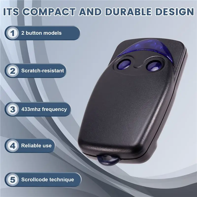A31T Flo2rs 433MHz Garage Door Remote Control Opener 2 Button Transmitter Rolling Code for Gate