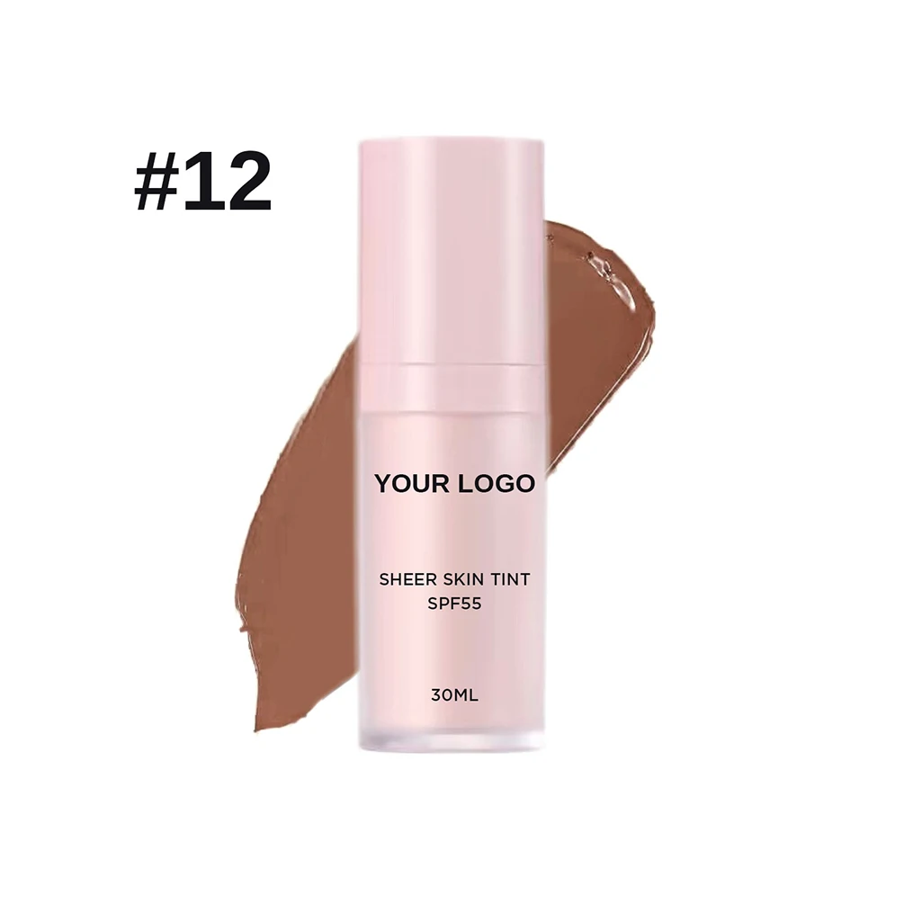 Private Label Sheer Skin Tint Custom Logo Waterproof 14 Shades SPF55 Protective Moisturizer Concealer Face Makeup Pink Package