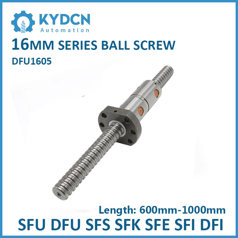 

DFU1605 C5 C7 Ball Screw 16mm Ball Screw 600mm-1000mm CNC Double Nut Ball Screw RMU1605 for 3D Printer