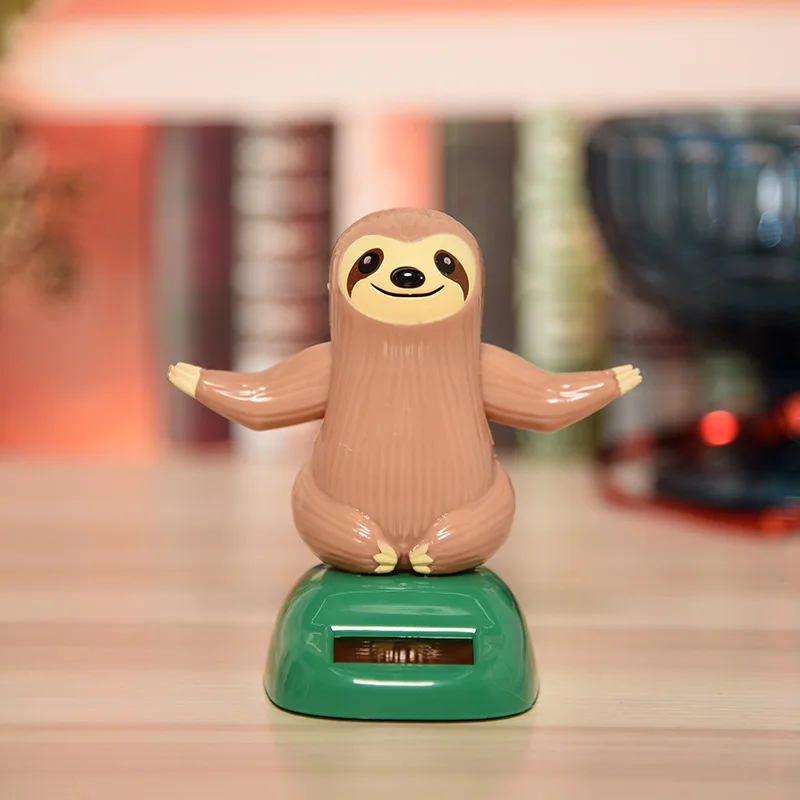 Funny Solar Sloth Car Ornament Automatic Swing Animal Doll Toy Car Accessories Dancing Shaking Home Decor Children Toy Gift