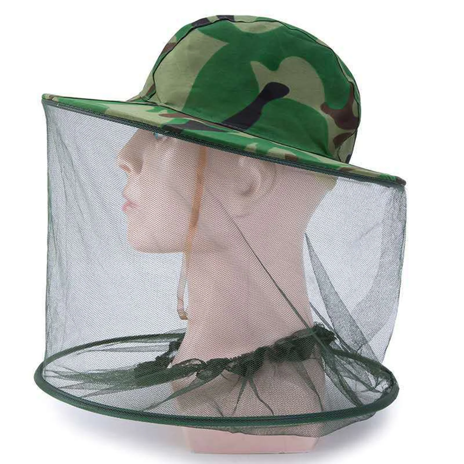 Bee Veil Hat Mosquito Head Net Anti Mosquito Fishing Cap Camouflage Breathable Face Cover Sun Protection for Beekeeping Hiking