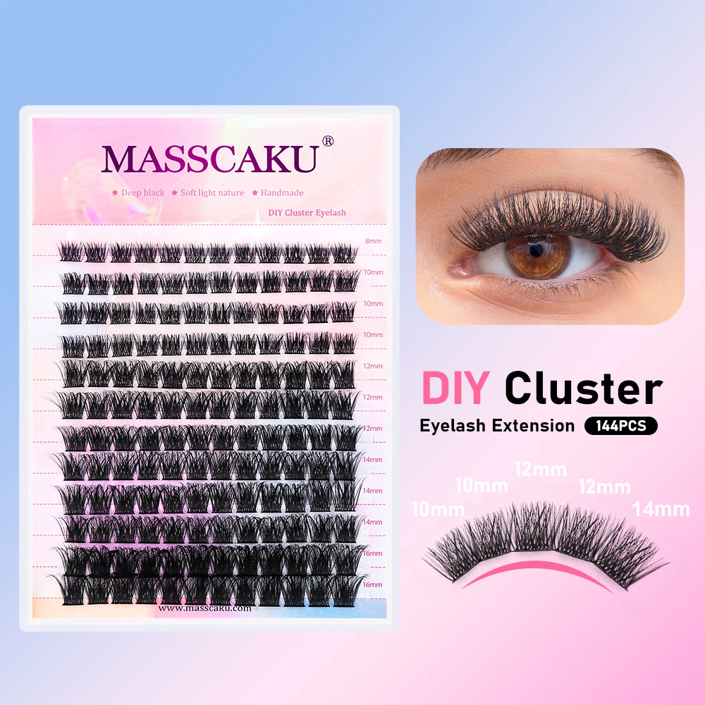 YUANZHIJIE DIY Cluster Wimper Extension 12 lijnen Zwaluwstaart Gesegmenteerde Wimpers Natuurlijke Lichter Bundel Make-Up Benodigdheden
