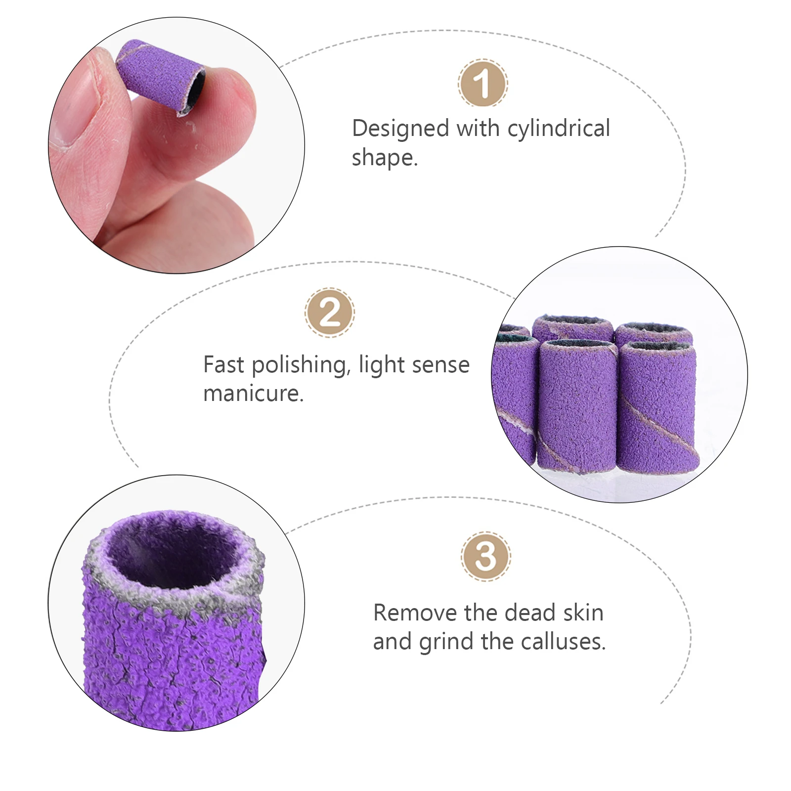 

100Pcs Nail Polishing Sanding Bands 180 Grit Professional Grinding Heads for Nail Drill Tool Dead Skin Removal Smooth Surface