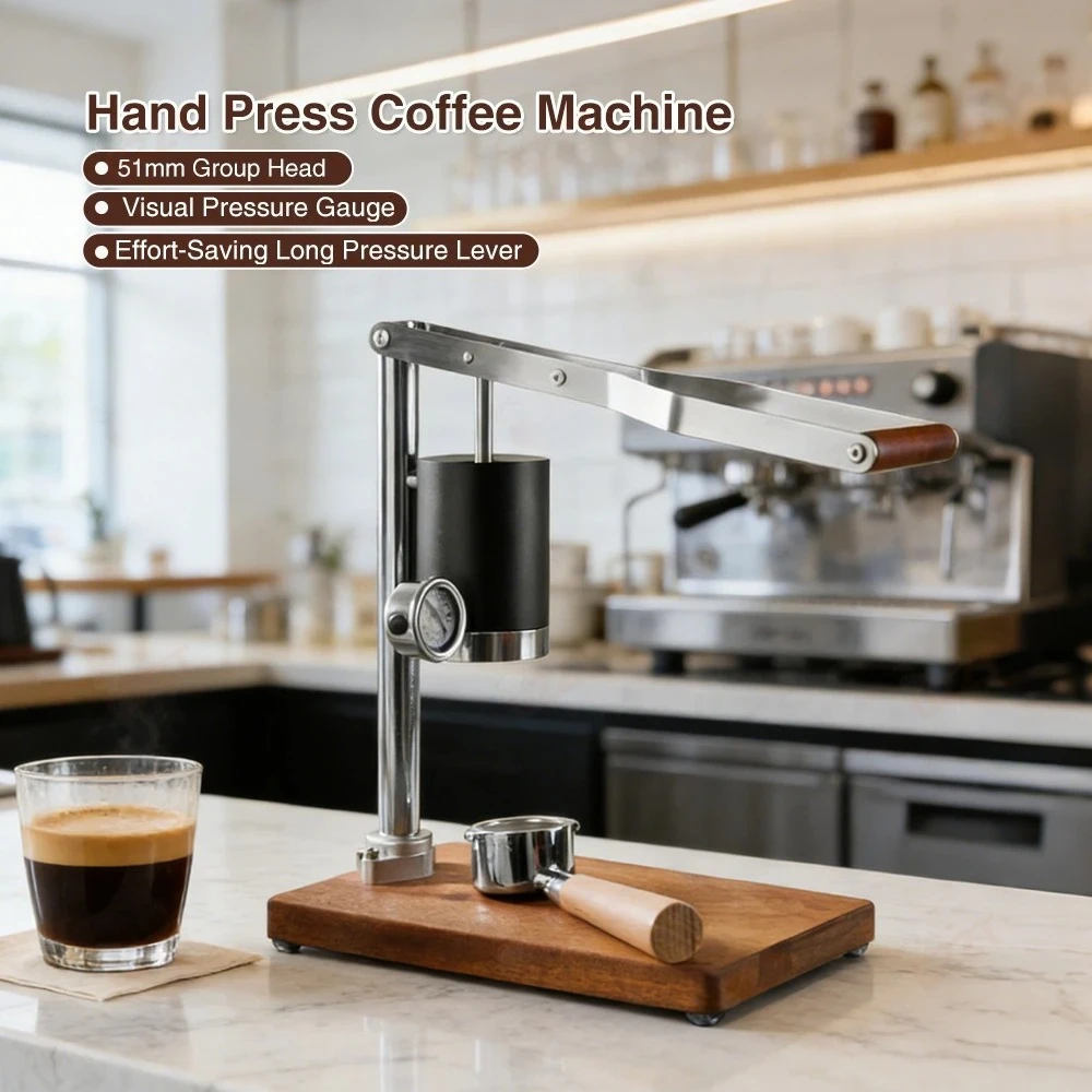 Retro Style Manual Espresso Machine 51mm High Pressure Extraction Hand Press Coffee Brewing Tool