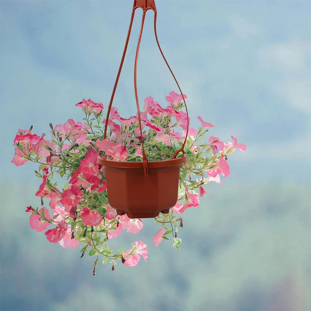 

24 Sets Plastic Flower Pot Octagonal Hanging Container for Plants Potted Small Planter Basin Garden Balcony