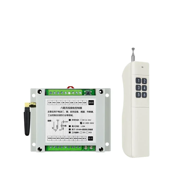 433MHz AC100-265V 6CH Delay Receiver wireless remote controller 2000M Long Distance Quick response Stable industrial control