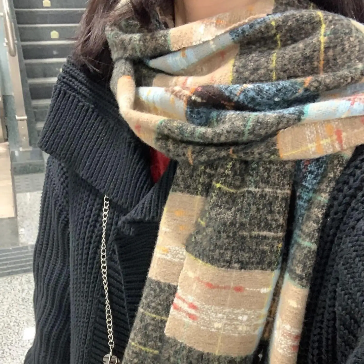 

200*40 см шарф-одеяло в клетку, шарф из искусственного кашемира, модная зимняя шаль, накидки из искусственной пашмины, толстая теплая для мужчин и женщин, уличная