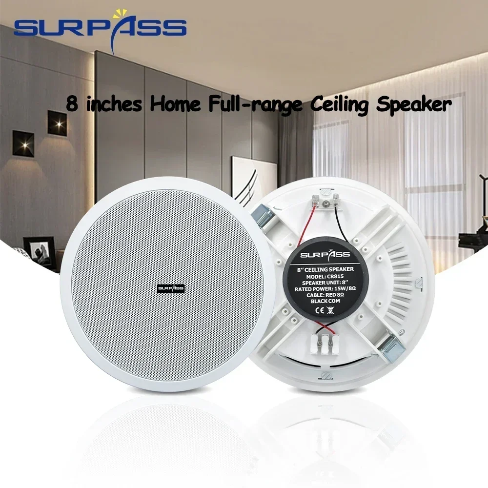 15W PA System Home Passive Ceiling Speaker HiFi Stereo Sound 8ohm Background Music Full Range Loudspeaker for Kitchen Amplifier