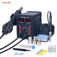 Silverflo 8586D Soldering Station 2 IN 1 Hot Air Gun Solder Station with 2 Digital display,10-Minute Sleep Mode for SMD Rework