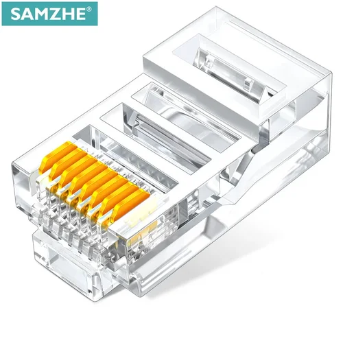 SAMZHE-conector Modular Cat6 RJ45 8P8C para Cable Ethernet, chapado en oro, 1gbps CAT 6 Gigabit, conectores de crimpado Ethernet a granel
