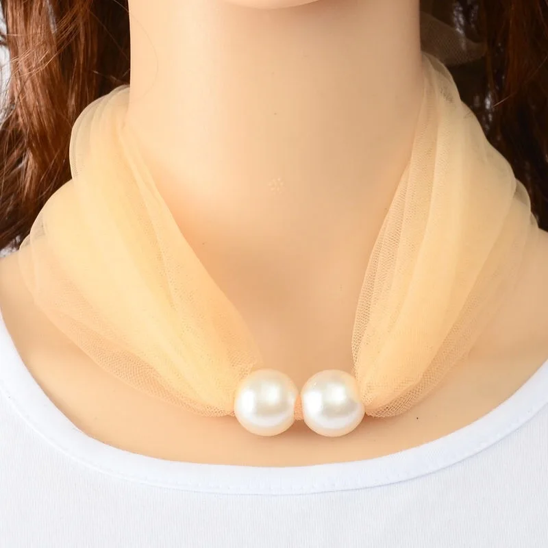 

Sun Protection Pearl Pendant Ne Decorative Silk Scarf Scarf Cover Me Lace Fake Collar Summer Lightweight Multi-Functional...