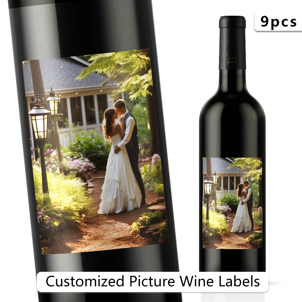 

9 шт. рождественские этикетки для вина на заказ, водонепроницаемые наклейки, персонализированные украшения для вечеринок, праздничные этикетки для бутылок вина