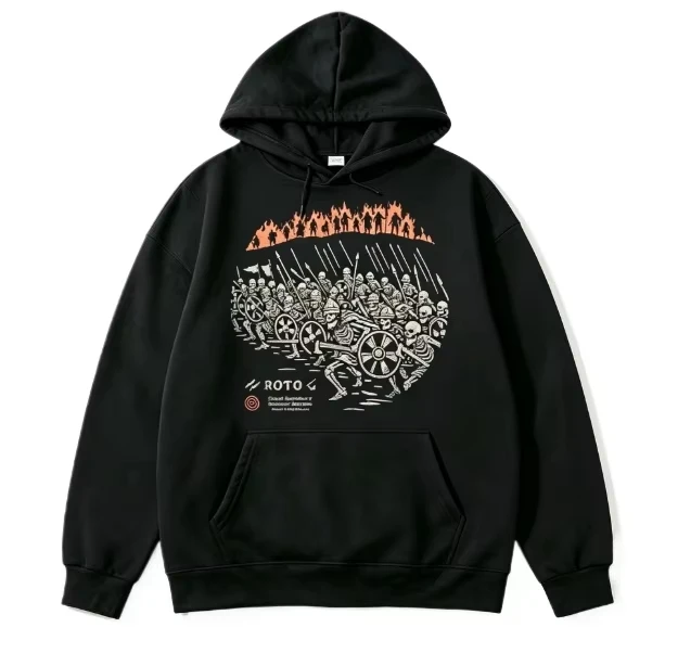 2026 New Cool Printed Style Group Portrait Illustrations Vehicle Flame Decoration Text Patterns Unisex Hoodies