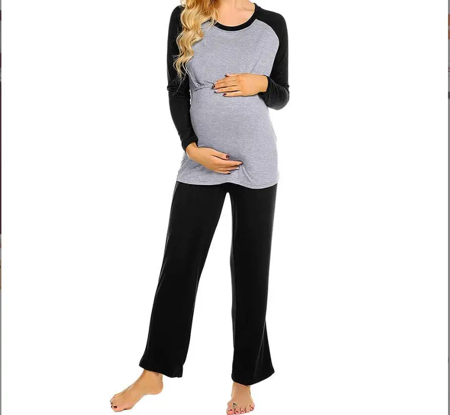 Fashion Pregnant women's pajamas Breastfeeding Autumn Summer Maternity Clothes for Pregnant Women Postpartum Pajama Set