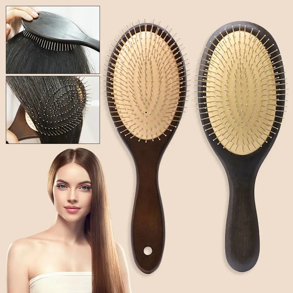 

Hairbrush Head Massage Brush Wood Hair Brush Hair Combing Steel Hair Brush Hair Care With Steel Needle Scalp Airbag Hair brush