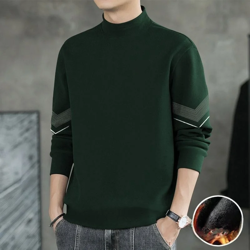 

Двусторонняя термофутболка с высоким воротником для мужчин, повседневная, приталенная, в корейском стиле, весна-осень