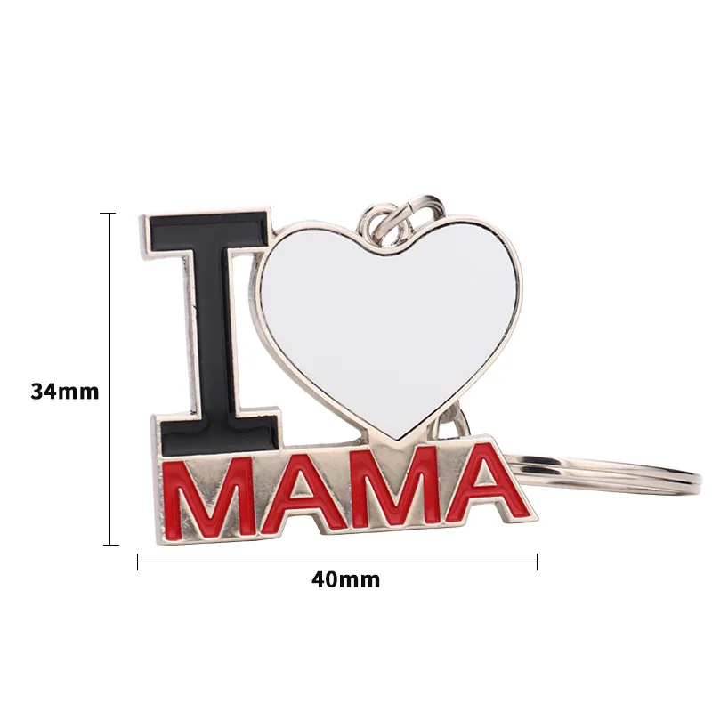 1Pc Sublimation Heart Blank Photo Keychain Mom Mother's Day Heat Transfer Keychain Bag Pendant Alloy Cute Keychain