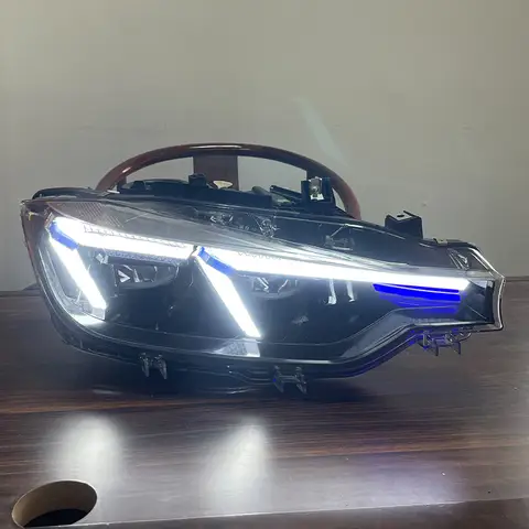 BMW 3 시리즈 F30 F35 2013-18 용 LED 헤드 라이트 쌍 자동차 헤드 라이트 어셈블리 흐르는 물 깜박임 플러그 앤 플레이 헤드 램프 DRL