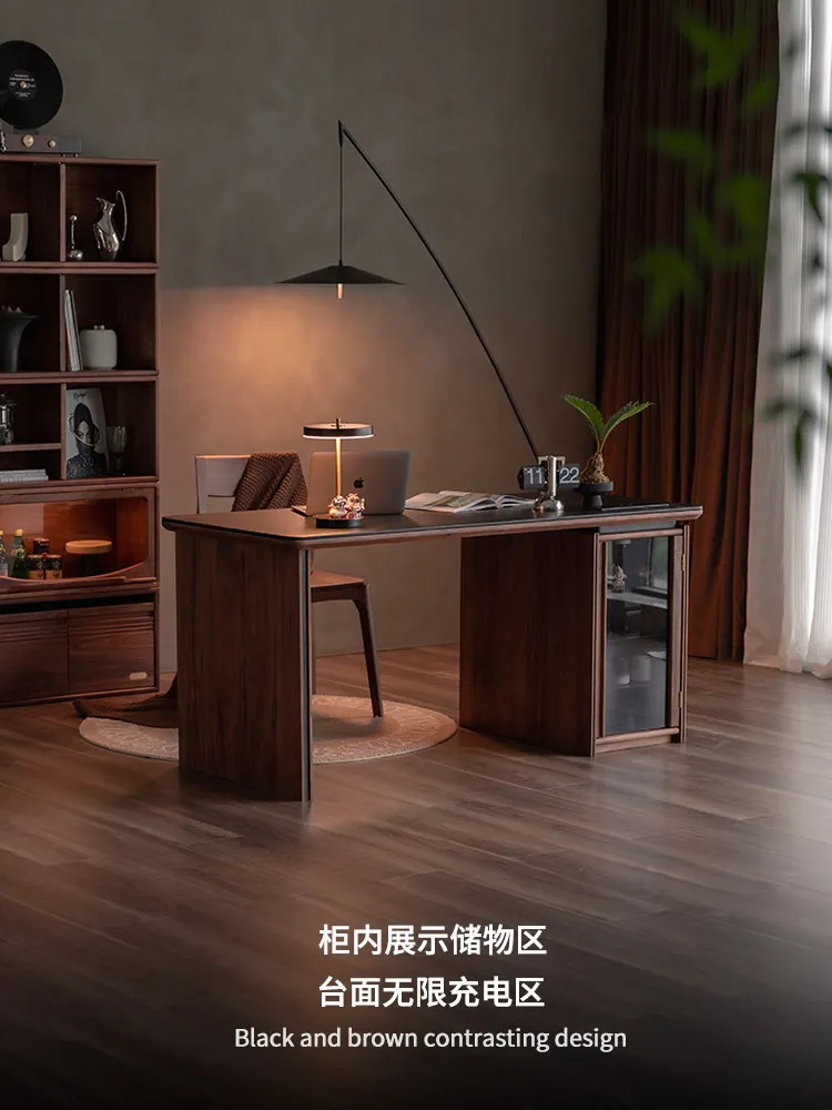 Black walnut desk living room solid wood workbench study table home modern desk