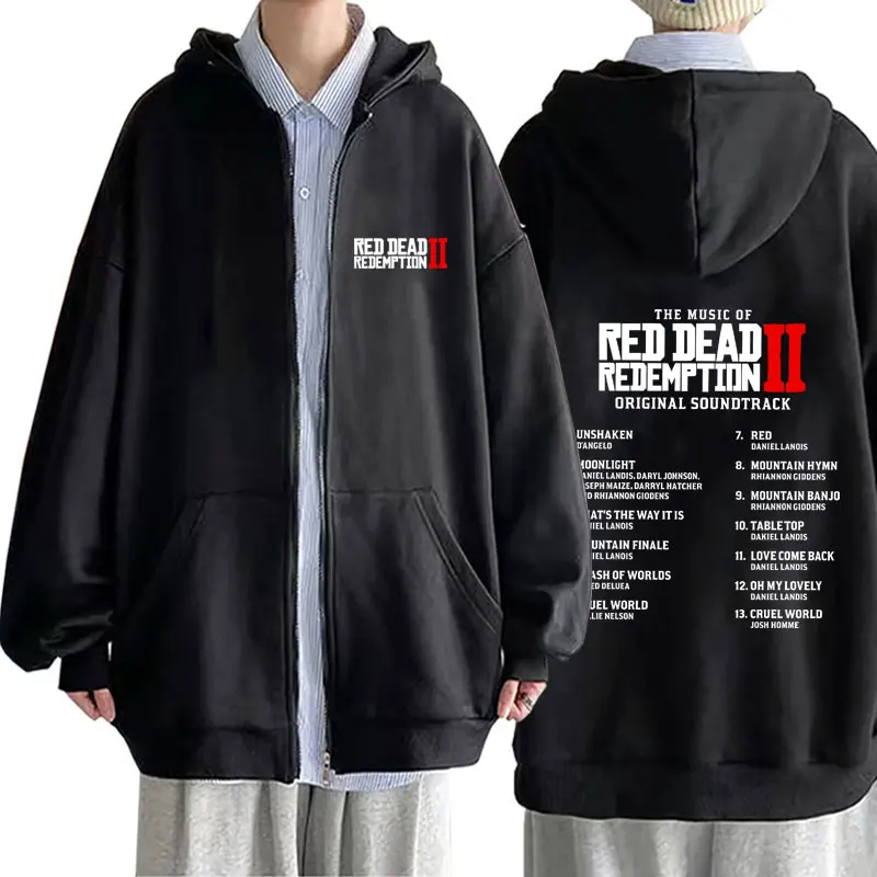 

Game Player Red Dead Redemption 2 Graphic Zipper Hoodie Men Women Vintage Harajuku Zip Up Jacket Male Casual Oversized Hoodies