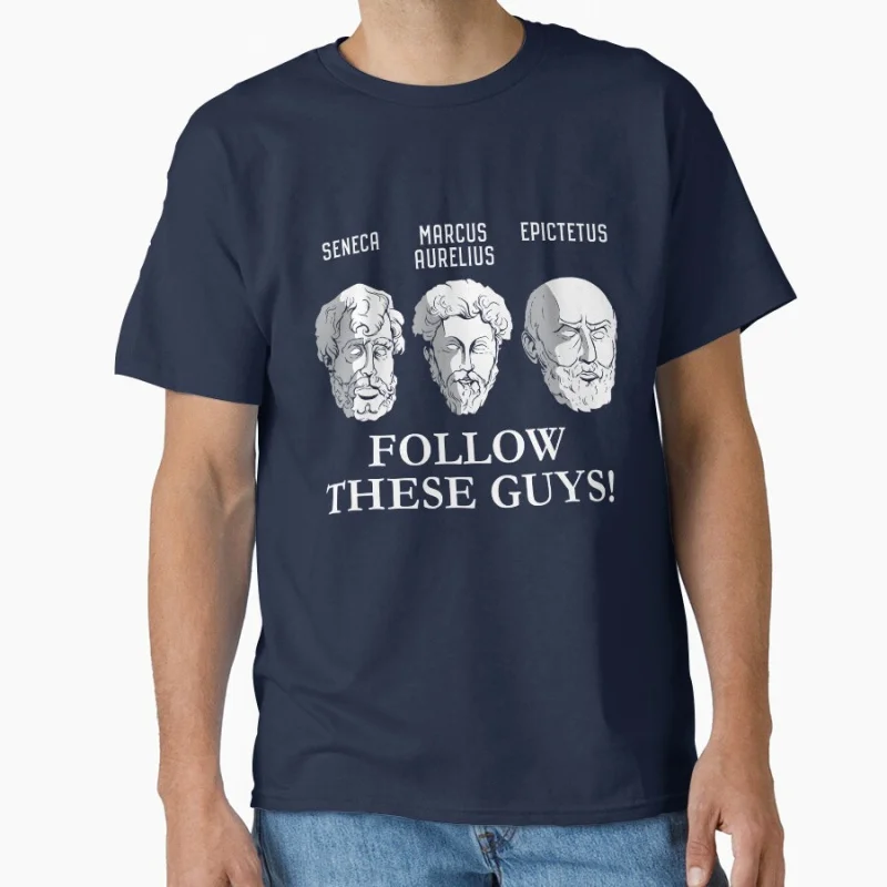 Stoics Seneca Marcus Aurelius Epictetus الرواقية الفلاسفة تمثال نصفي تتبع هذه الرجال الفيلسوف هدية تي شيرت بلايز كبيرة الحجم