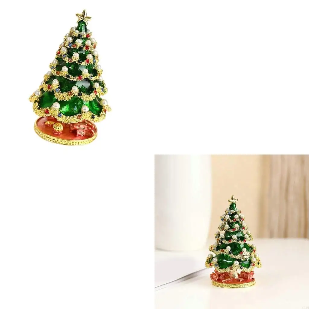 

Unique Christmas Tree Shaped Jewelry Box Elegant Christmas Tree Shaped Jewelry Holder with Sparkling Rhinestones Pearls