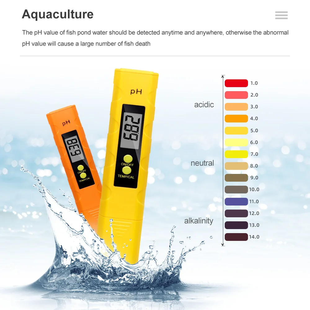 Digital PH Meter Acidity Tester Accuracy 0.01 Water Quality Test Purity Monitor 0.01 PH Detector for Aquarium Wine Urine