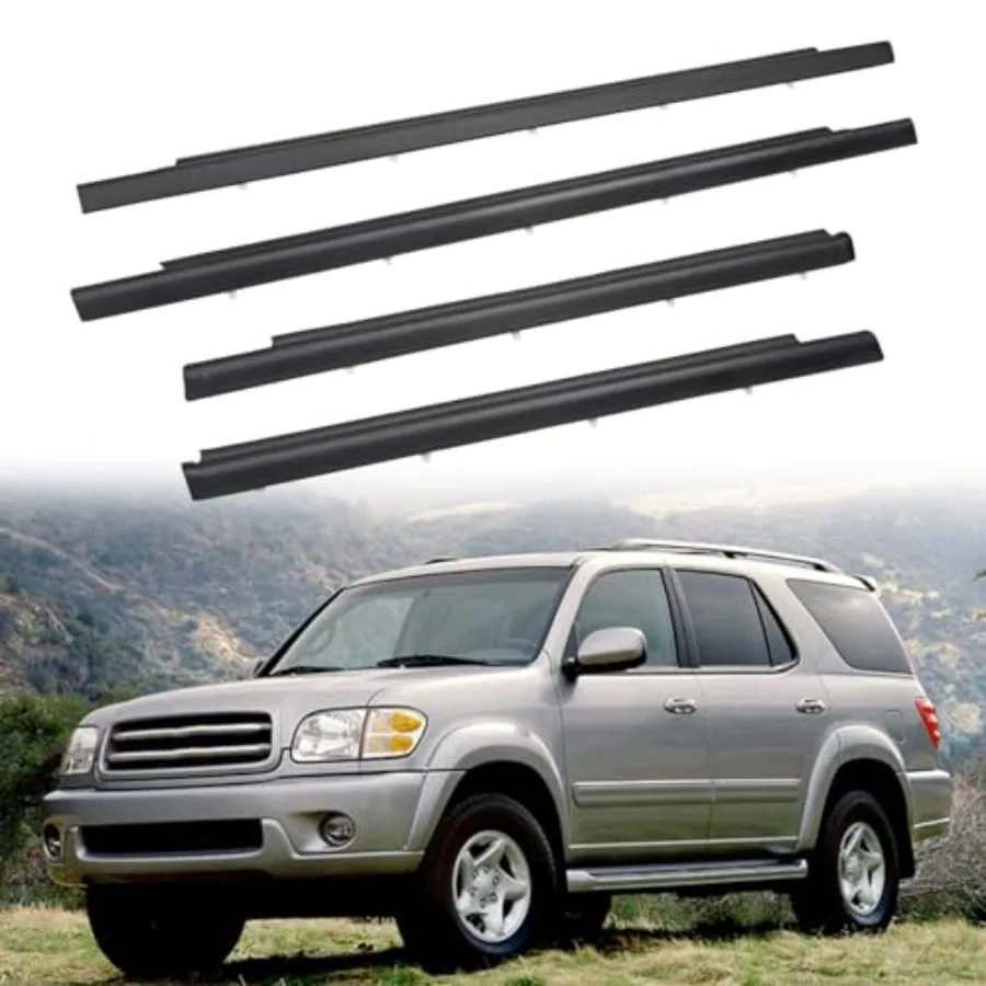 

4 Pcs Car Outer Door Window Moulding Trim Weatherstrip Seal Belt Compatible with Toyota Vehicle 2001-2007 Sequoia, Replace#7571