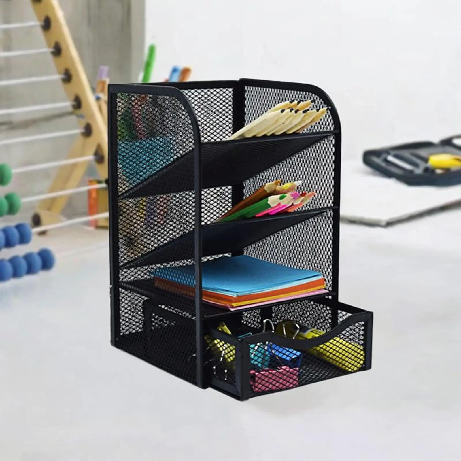 Black Pencil Desk Supplies Organizer Markers Storage Pen Holder for Dorm