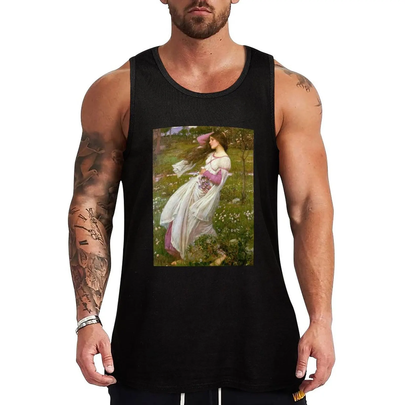 Vintage John William Waterhouse - Windswept 1903 Fine Art Tank Top Quick Dry Running Tank Top Sleeveless Sports Shirt