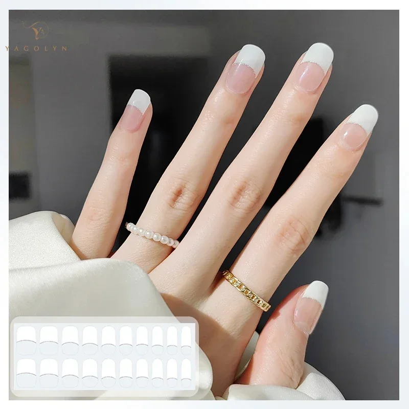 16/20Tips Edge Semi-Cured Gel Nail Wraps Simple Color Adhesive Waterproof Long Lasting Gel Nail Stickers set for UV Lamp Need